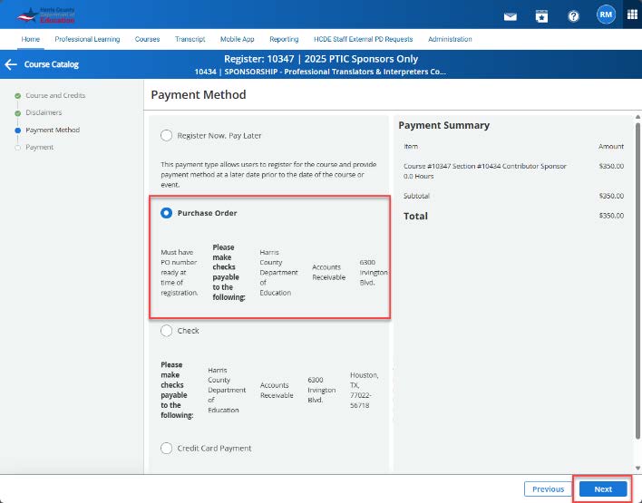 Step 8: Payment Method